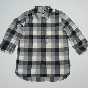 Carhartt Women's Cotton Fairview Plaid Shirt Size M Long Sleeve Gray 103085 New